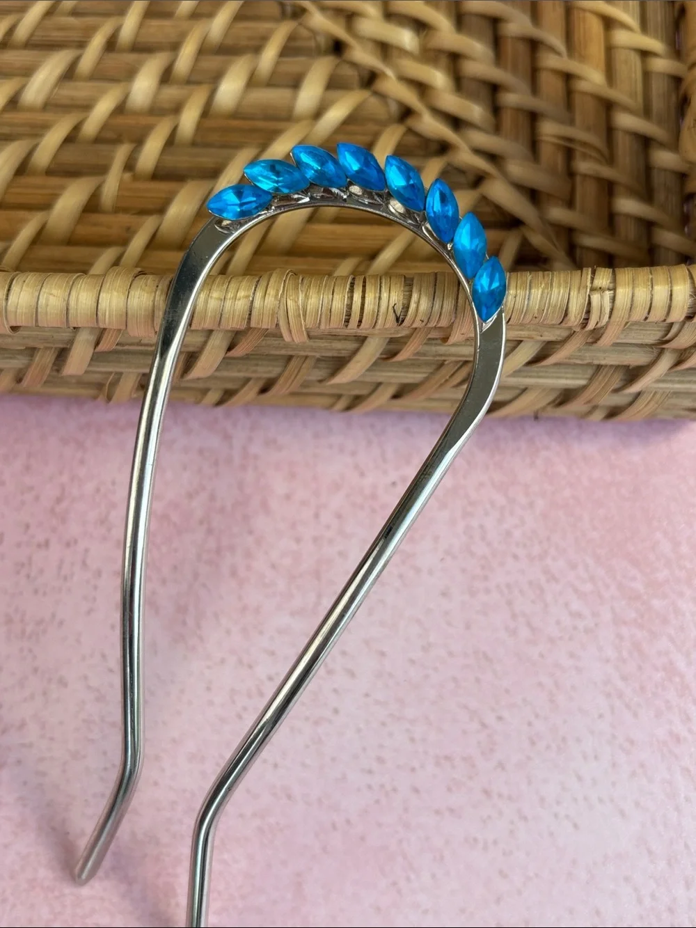 Silver Hair Swerve Lila Rose with Blue Gem Accents